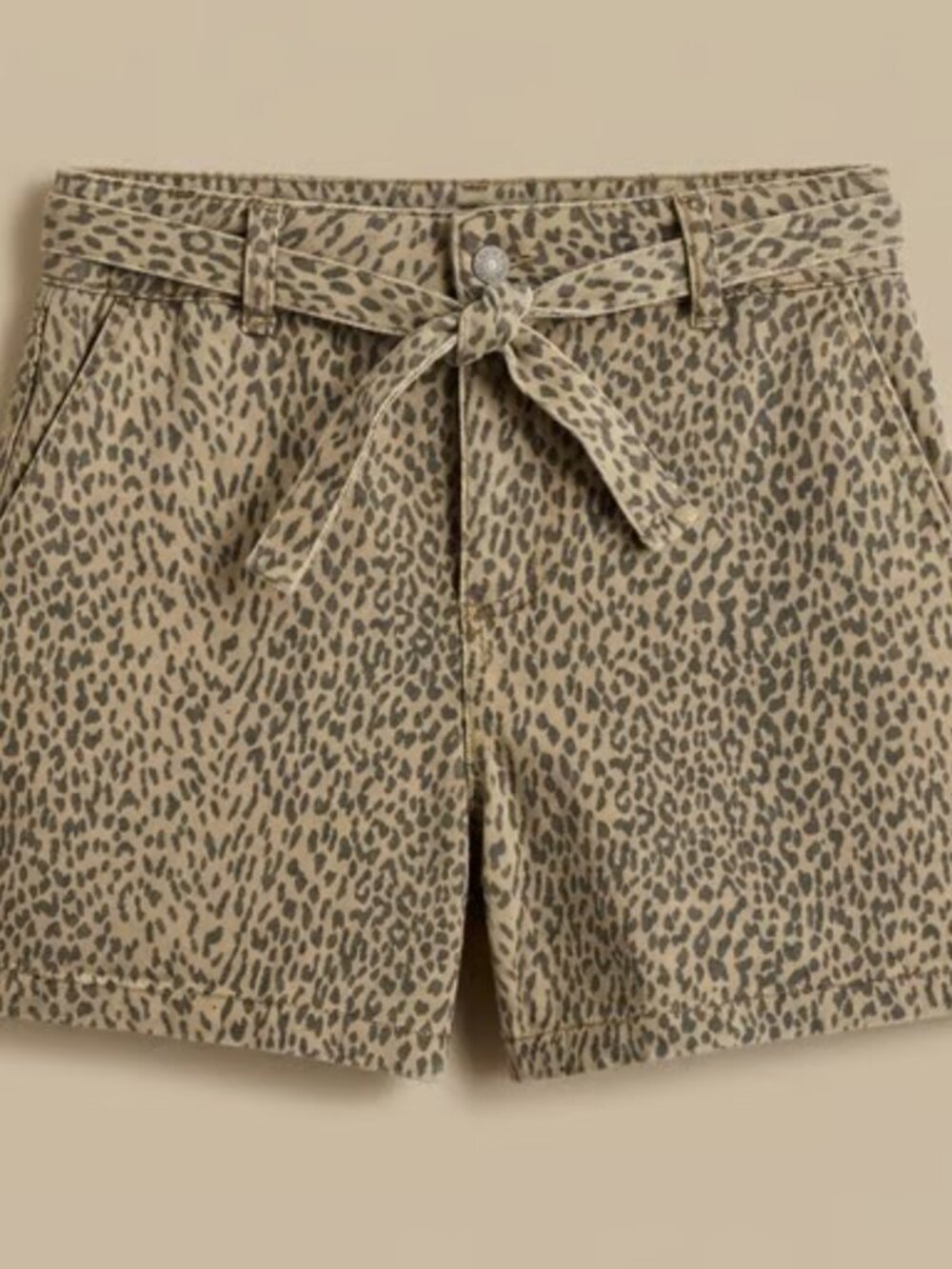 High-Waist Leopard Print Tie-Belt Shorts